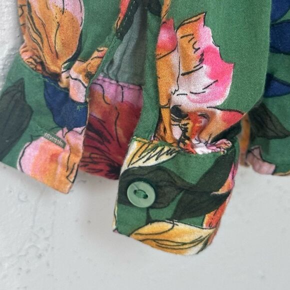 ZARA TRF Collection Kelly Green Floral Button down Long Sleeve size S - Picture 6 of 10